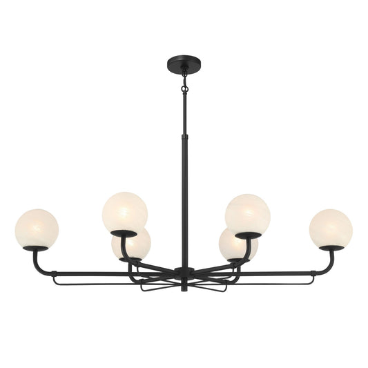 Whitehall Six Light Island Pendant in Dark Matte Black