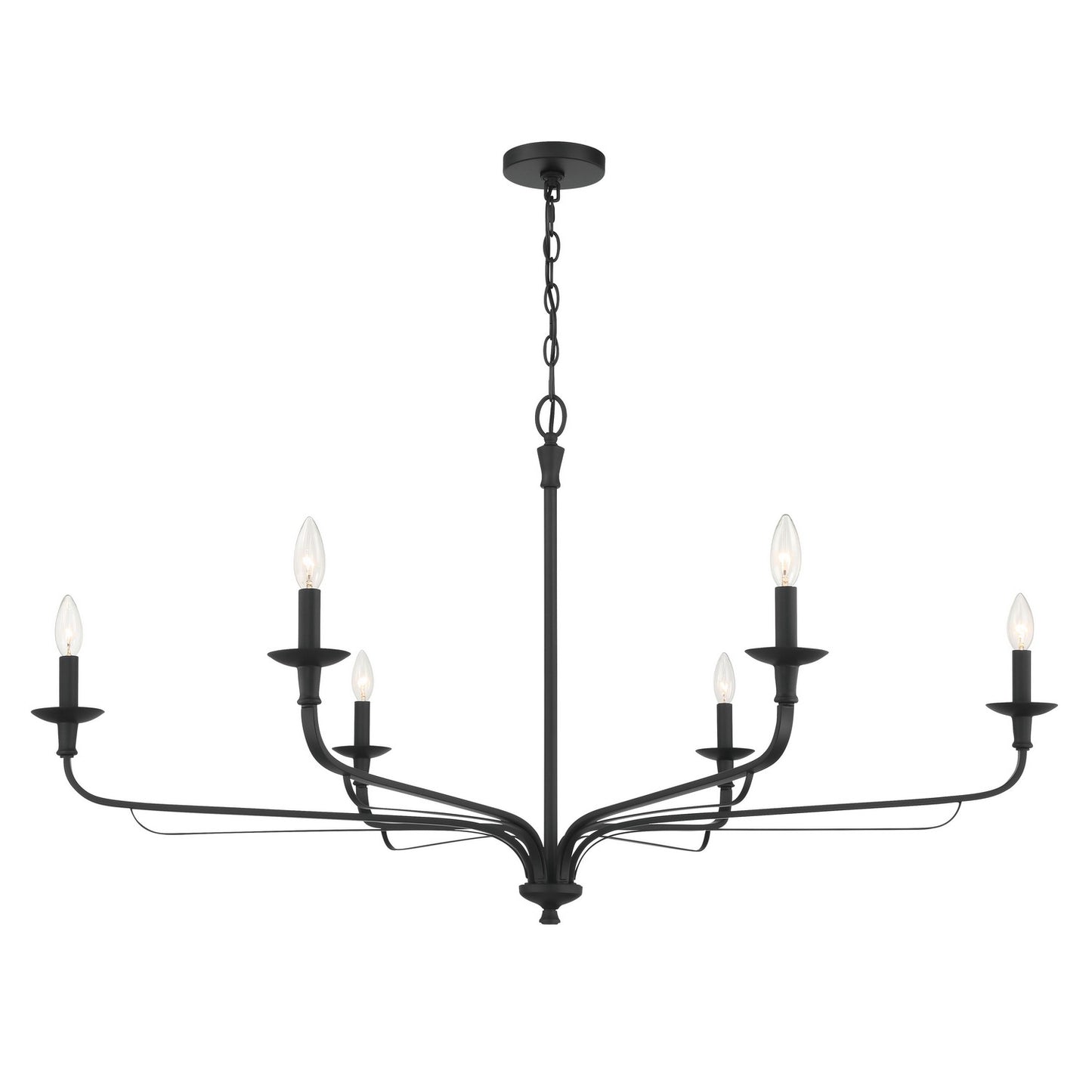 Velena Six Light Chandelier in Dark Matte Black