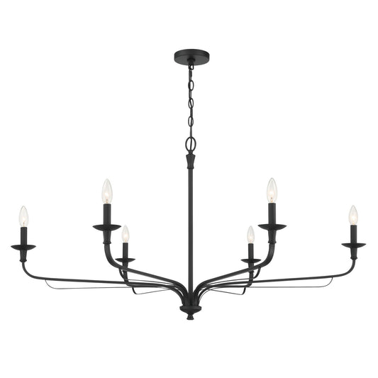 Velena Six Light Chandelier in Dark Matte Black