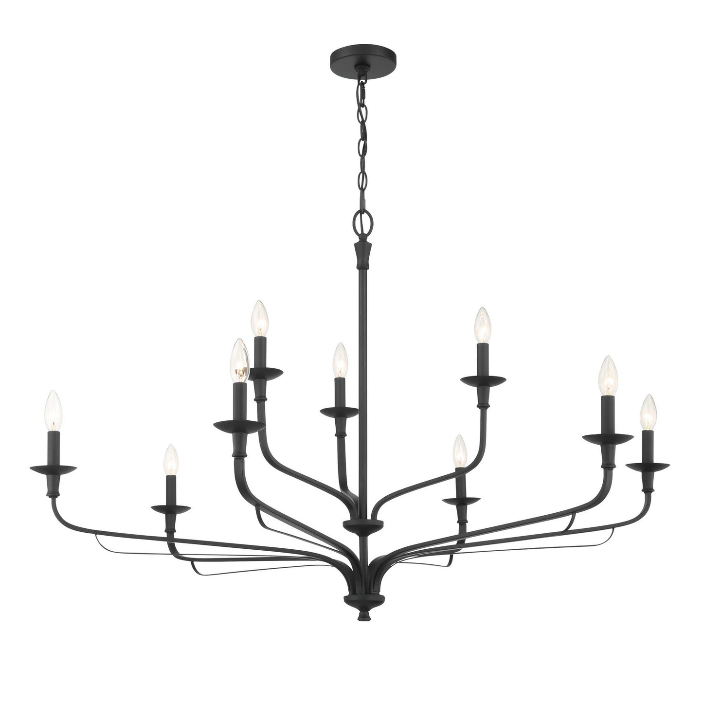 Velena Nine Light Chandelier in Dark Matte Black