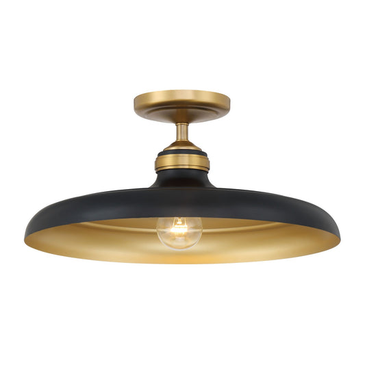 Crowne One Light Semi Flush Mount in Dark Matte Black