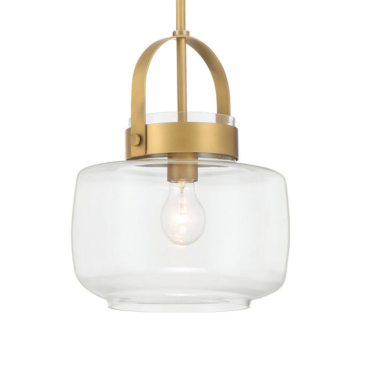 WickGlow One Light Pendant in Legacy Brass