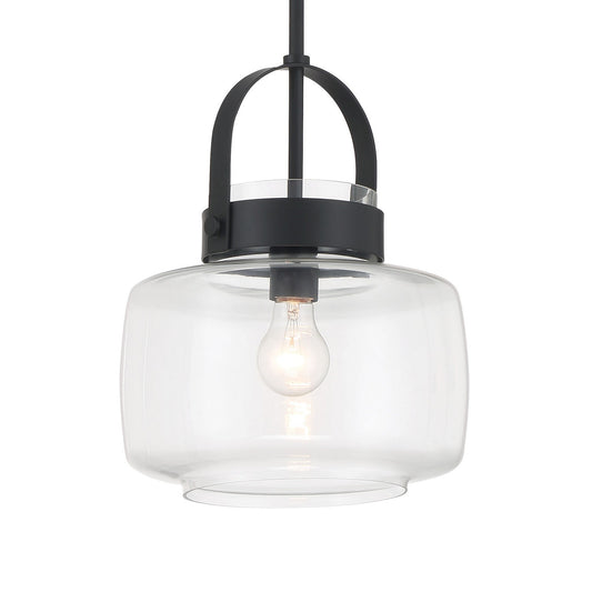 WickGlow One Light Pendant in Dark Matte Black