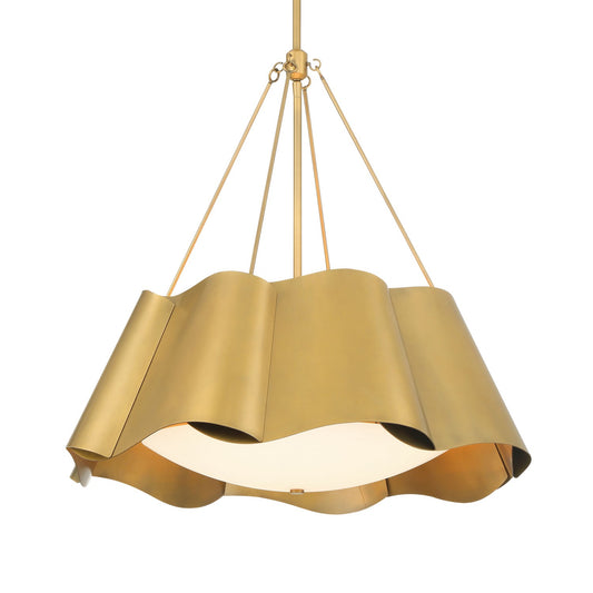 Waveform Four Light Pendant in Legacy Brass
