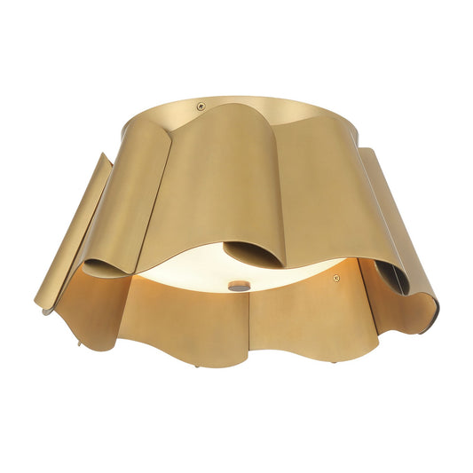 Waveform Three Light Flush Mount in Legacy Brass