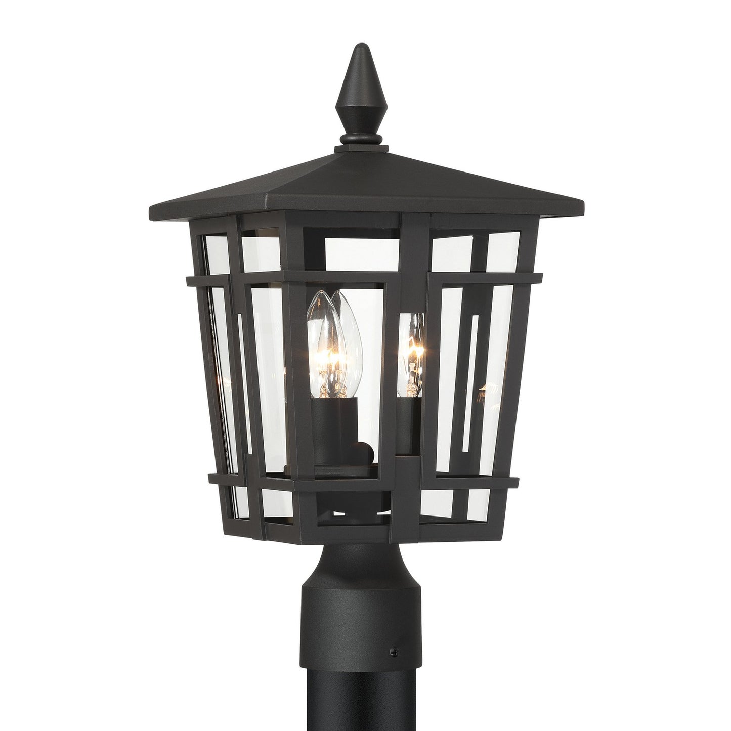 Fieldstone Three Light Outdoor Post Mount in Sand Coal Black
