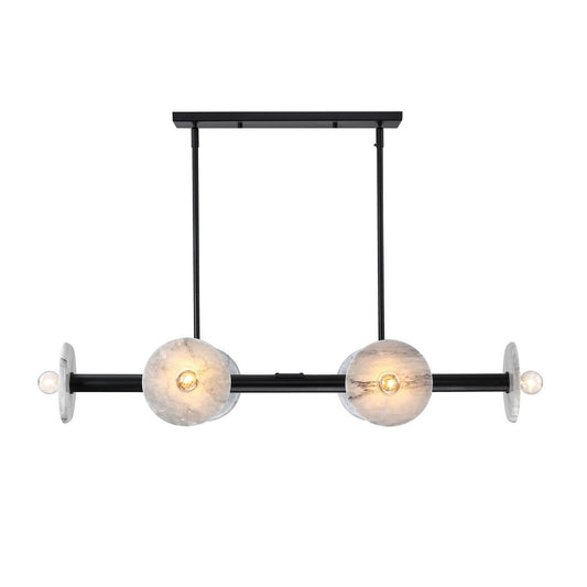 Fina Six Light Linear Chandelier in Matte Black