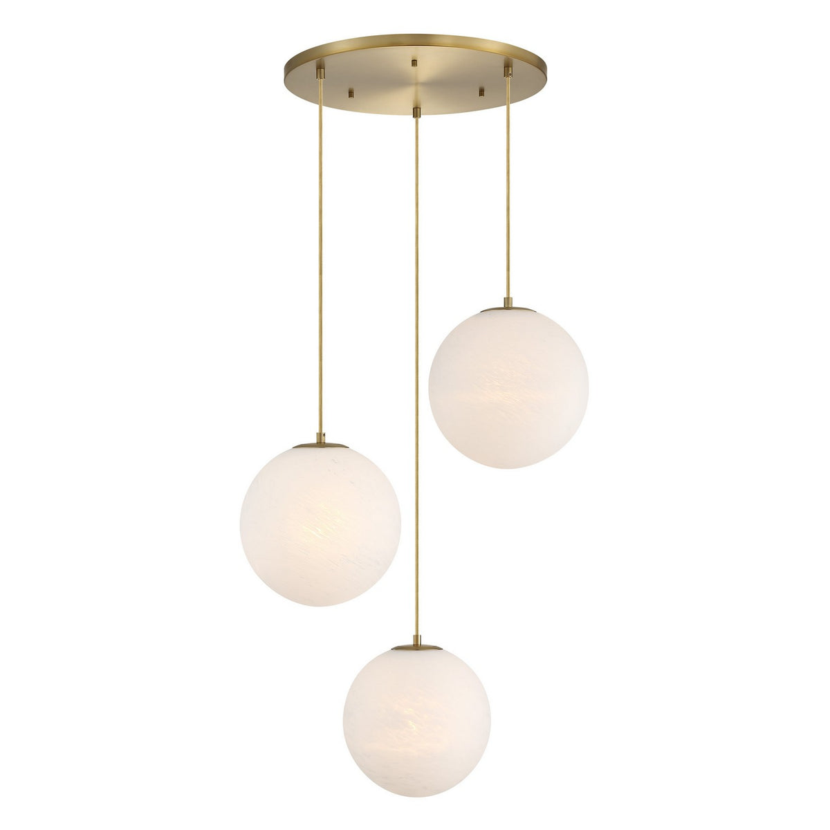 Pixie Three Light Chandelier in Brushed Gold