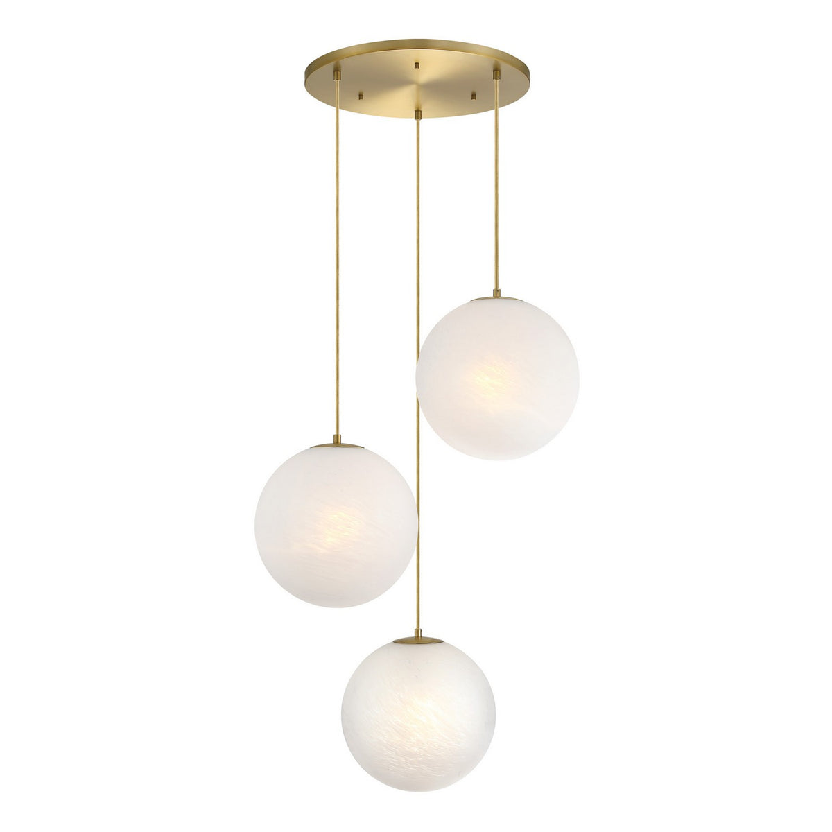 Pixie Three Light Chandelier in Brushed Gold