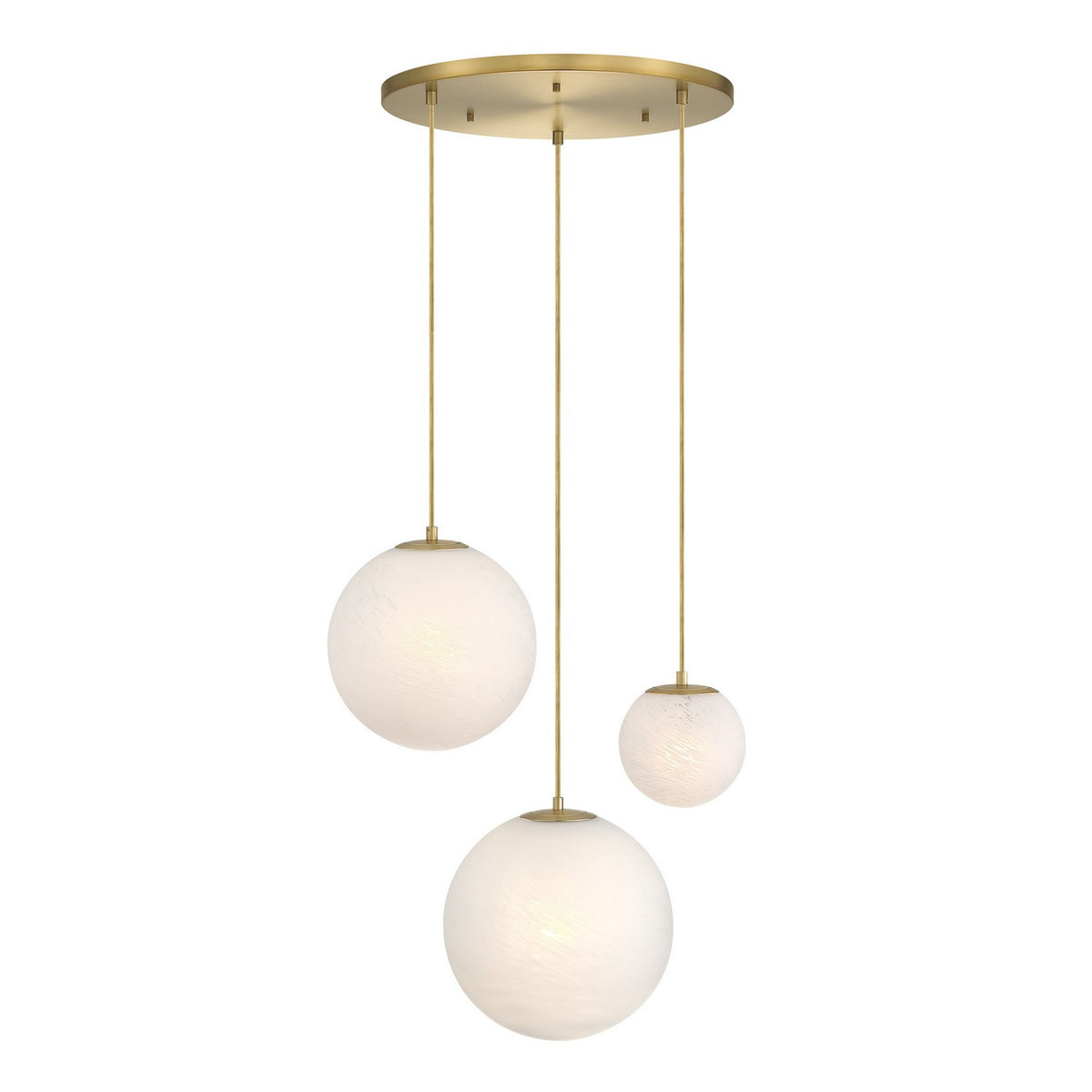 Pixie Three Light Chandelier in Brushed Gold