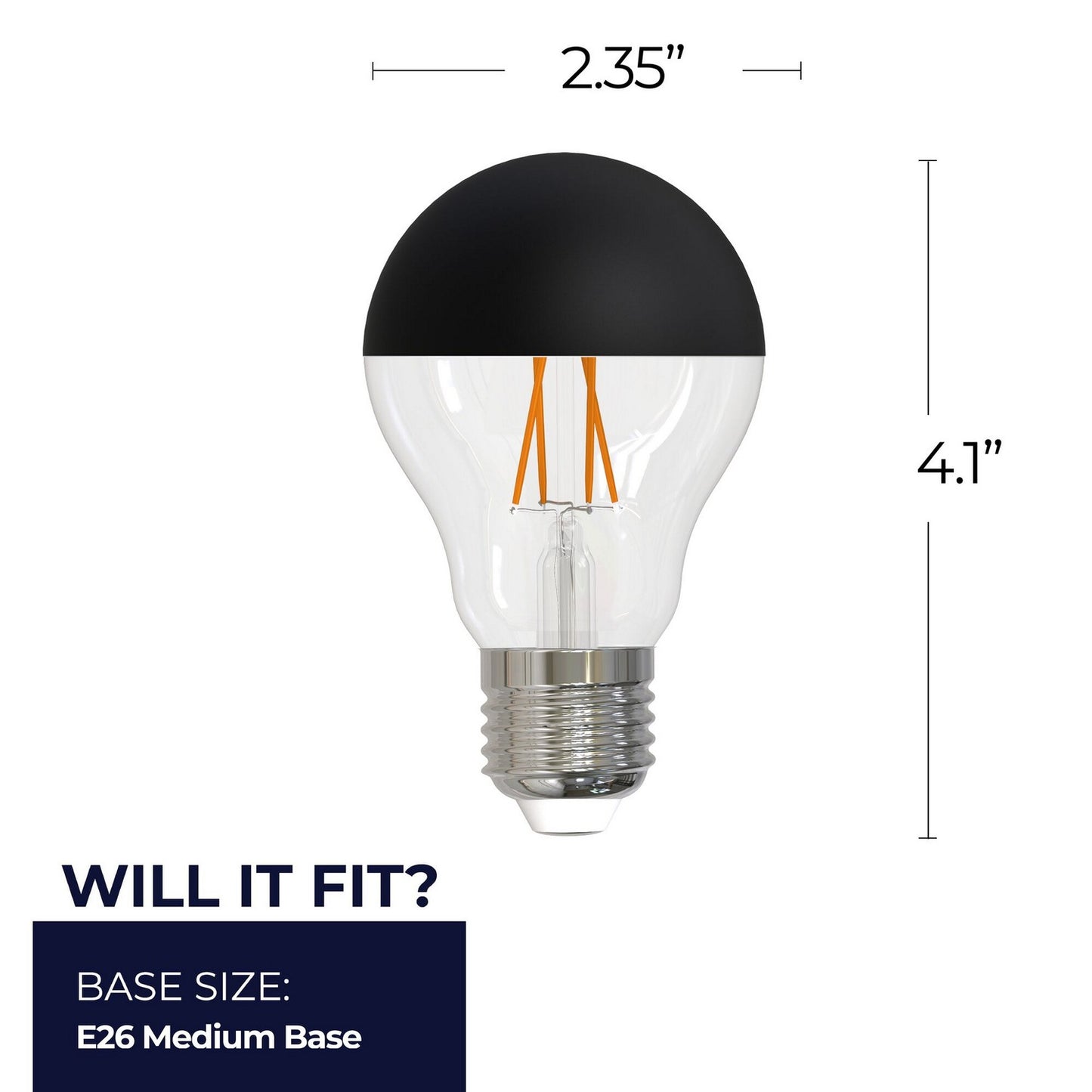 (4-Pack) 2 Light Bulb in Half Black