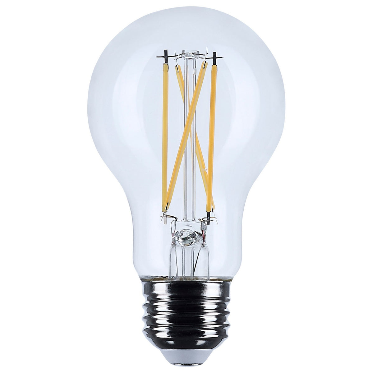 (4-Pack) Satco S12468 5W LED A19 A-Shape Bulb, E26 Base, 3500K, 450 Lumens, Clear