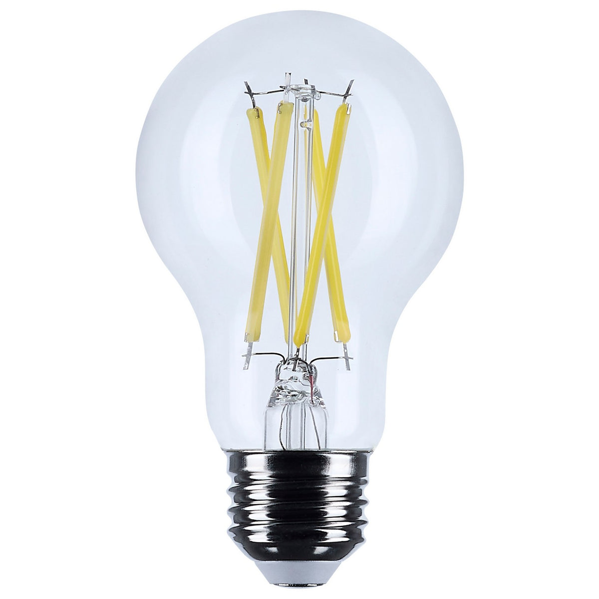 (4-Pack) Satco S12469 10.5W LED A19 A-Shape Bulb, E26 Base, 3500K, 1100 Lumens, Clear