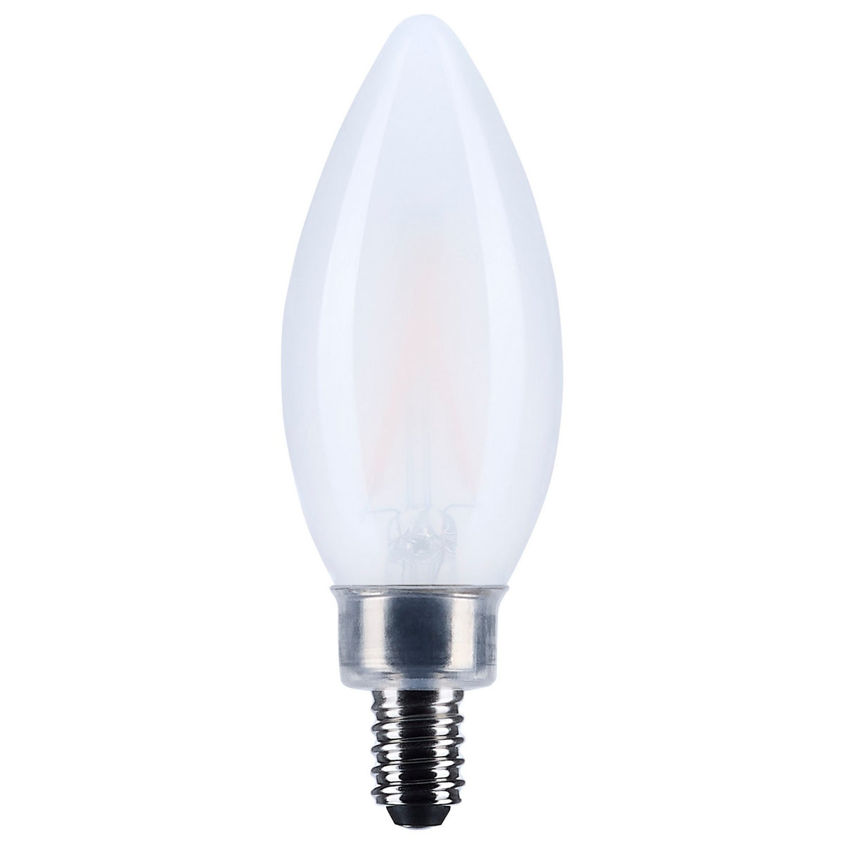 (4-Pack) Satco S12491 3W LED B11 Torpedo Bulb, E12 Base, 3000K, 200 Lumens, Frost