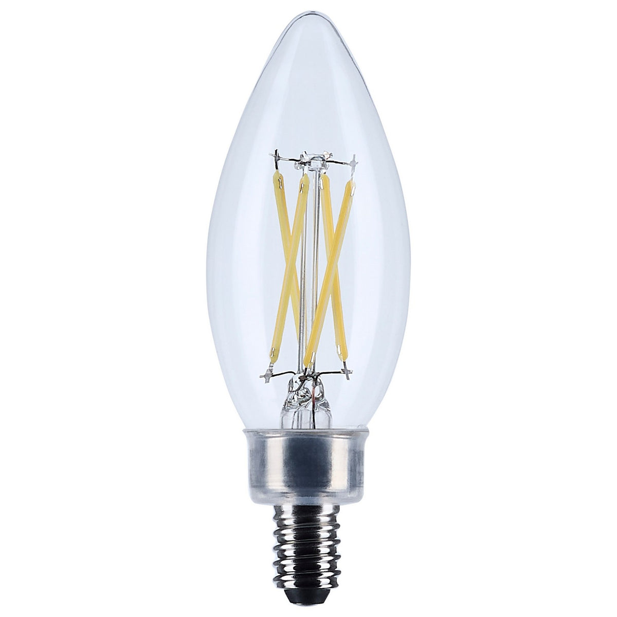 (4-Pack) Satco S12495 5.5W LED B11 Torpedo Bulb, E12 Base, 5000K, 500 Lumens, Clear