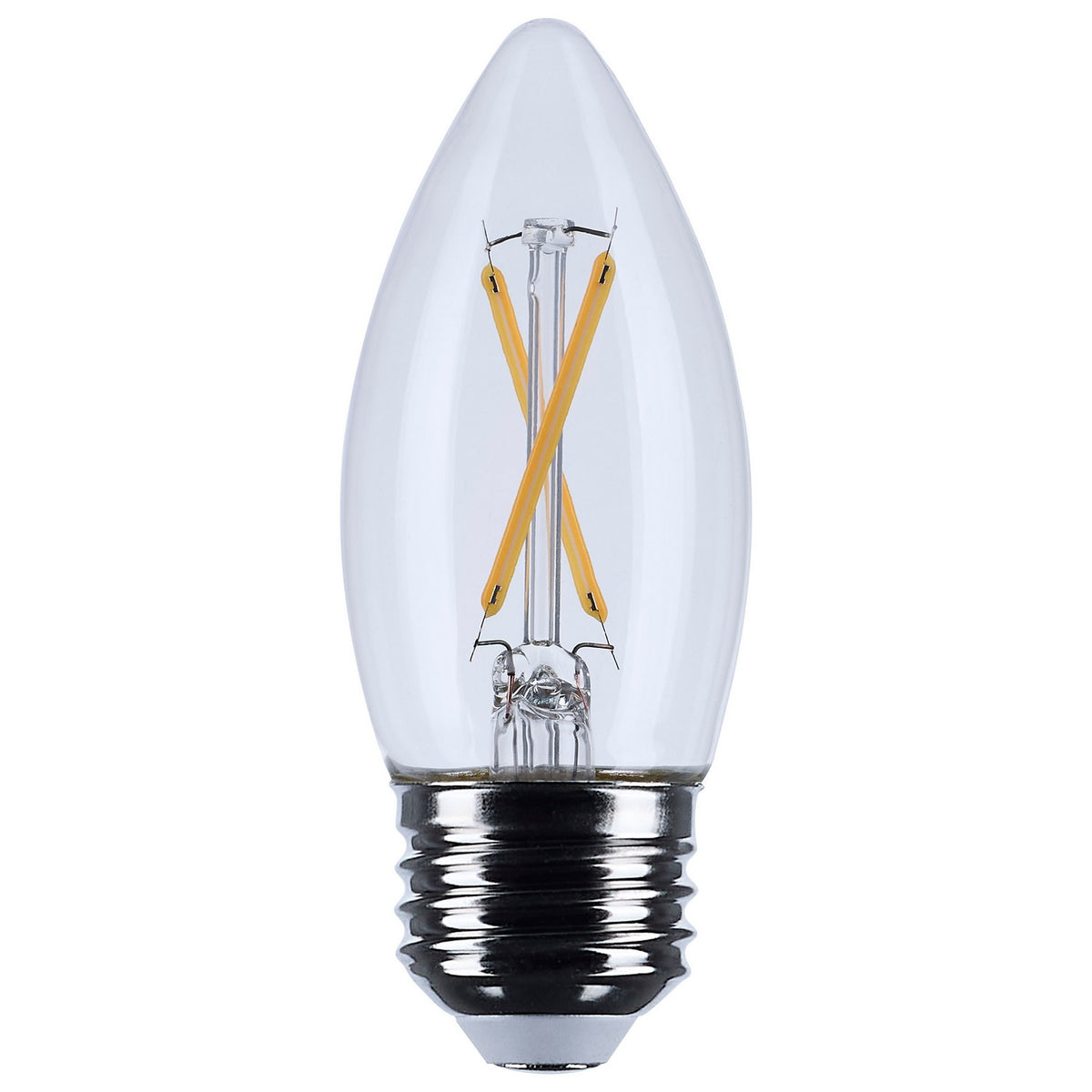 (4-Pack) Satco S12499 3W LED B11 Torpedo Bulb, E26 Base, 3000K, 250 Lumens, Clear