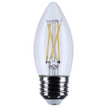 (4-Pack) Satco S12503 5.5W LED B11 Torpedo Bulb, E26 Base, 3500K, 500 Lumens, Clear