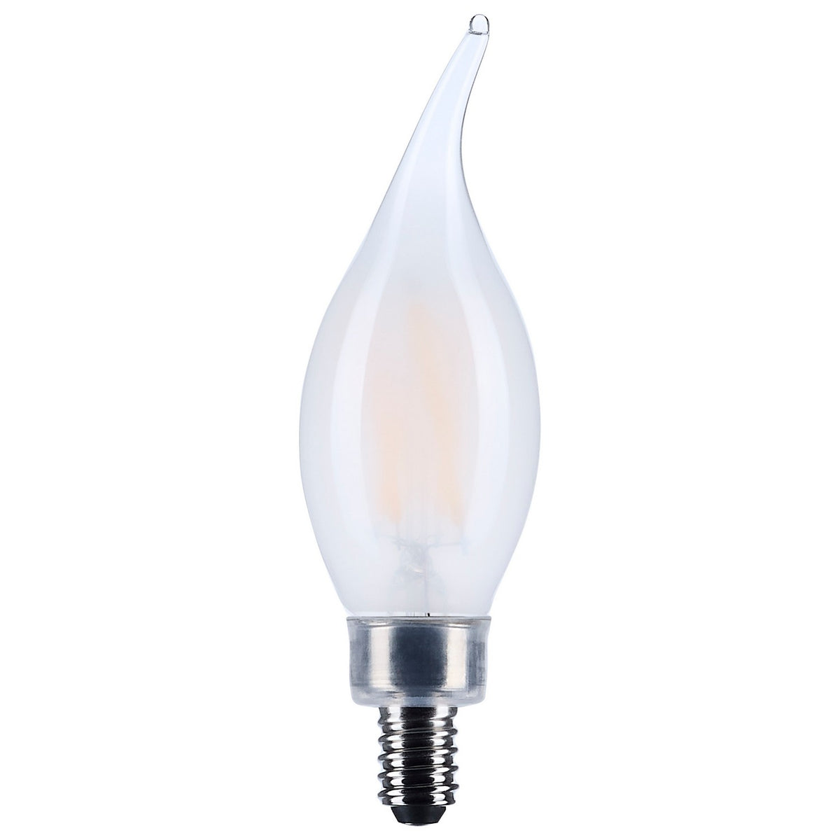 (4-Pack) Satco S12507 4W LED CA10 Candle Bulb, E12 Base, 3500K, 350 Lumens, Frost