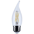 (4-Pack) Satco S12512 5.5W LED CA10 Candle Bulb, E26 Base, 3000K, 500 Lumens, Clear