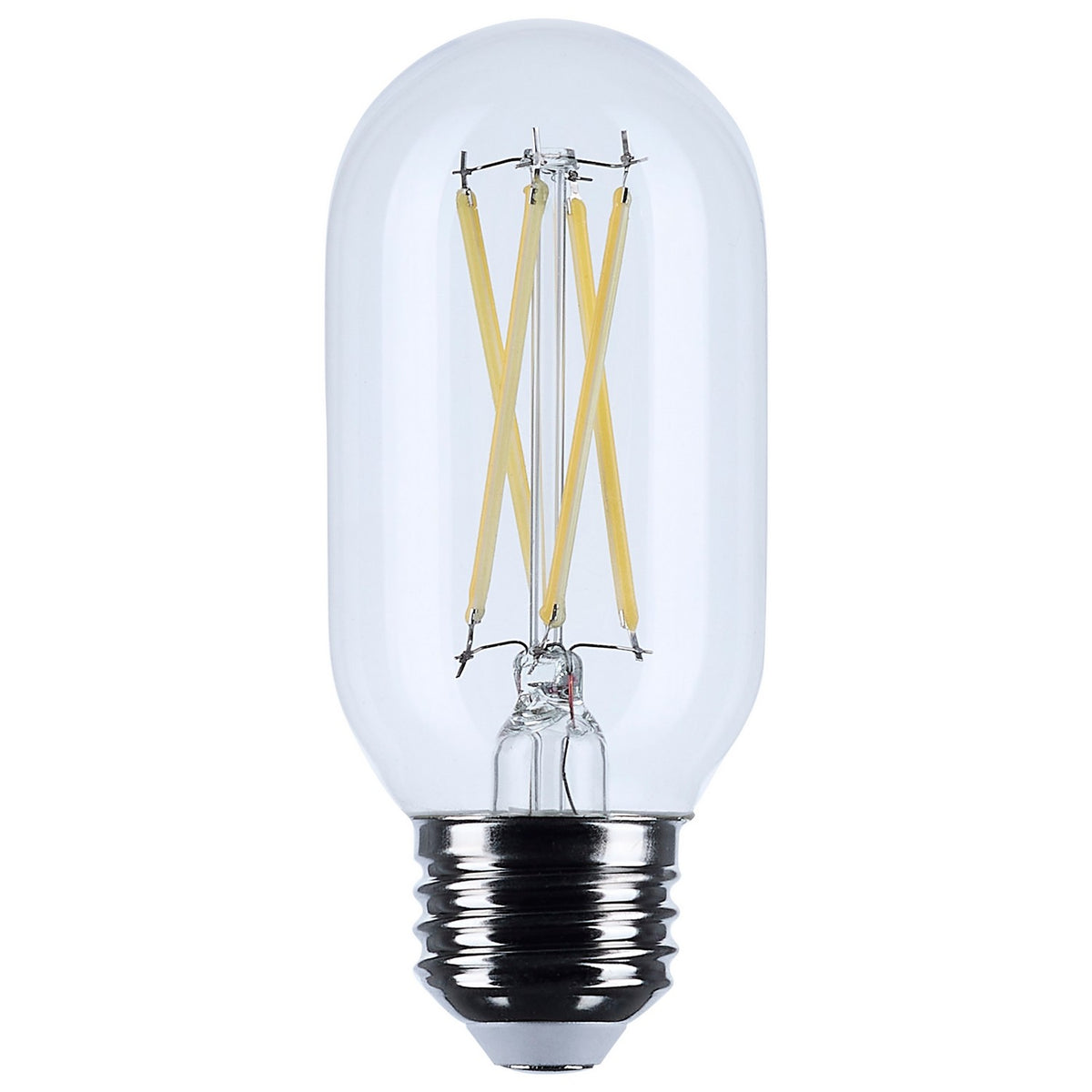 (4-Pack) Satco S12534 5.5W LED T14 Tubular Bulb, E26 Base, 3000K, 500 Lumens, Clear