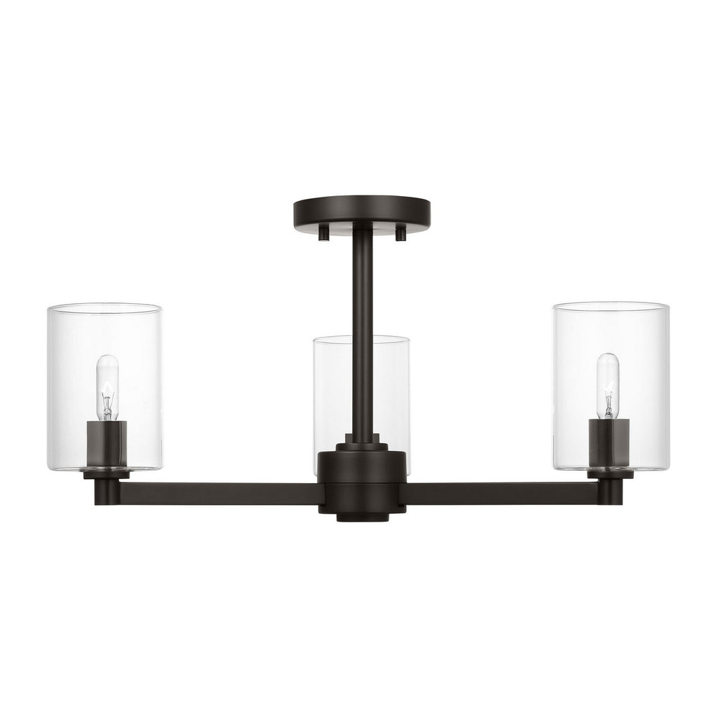 Fullton Three Light Semi-Flush Mount in Midnight Black