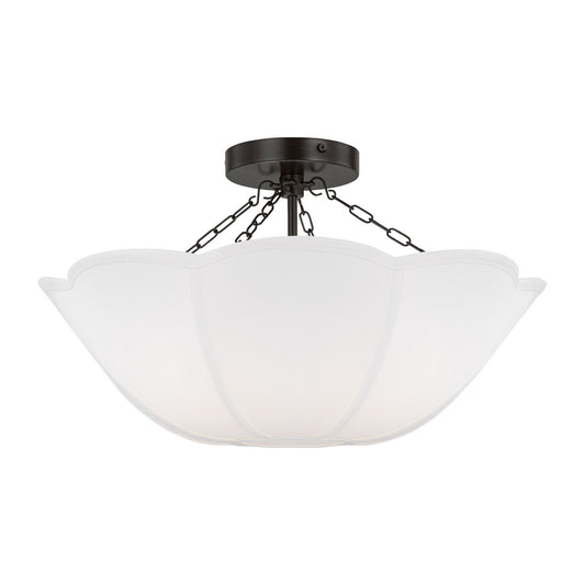 Stassi Two Light Semi Flush Mount in Aged Iron