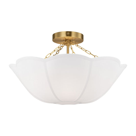 Stassi Two Light Semi Flush Mount in Burnished Brass