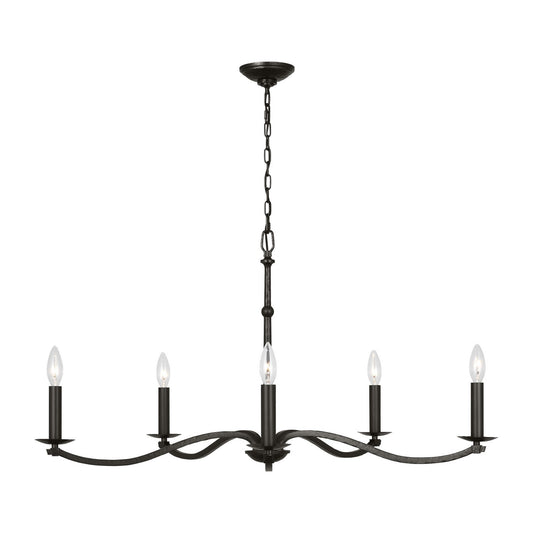 Wellen Five Light Chandelier in Aged Iron