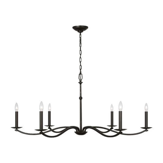 Wellen Six Light Chandelier in Aged Iron