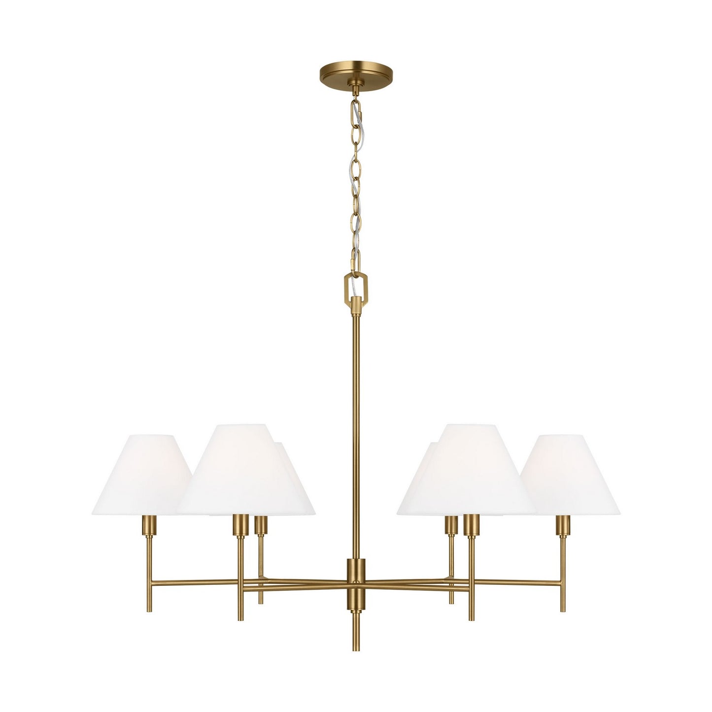 Ridgewood Six Light Chandelier in Burnished Brass
