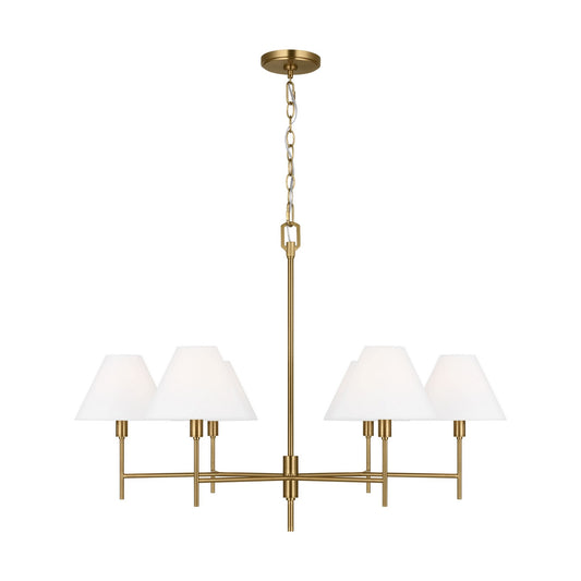 Ridgewood Six Light Chandelier in Burnished Brass