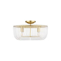 Pierce Four Light Flush Mount in Burnished Brass