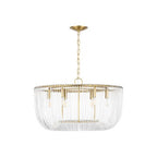 Pierce Six Light Pendant in Burnished Brass
