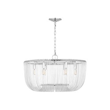 Pierce Six Light Pendant in Polished Nickel