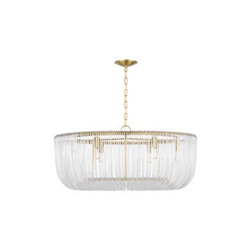 Pierce Six Light Pendant in Burnished Brass