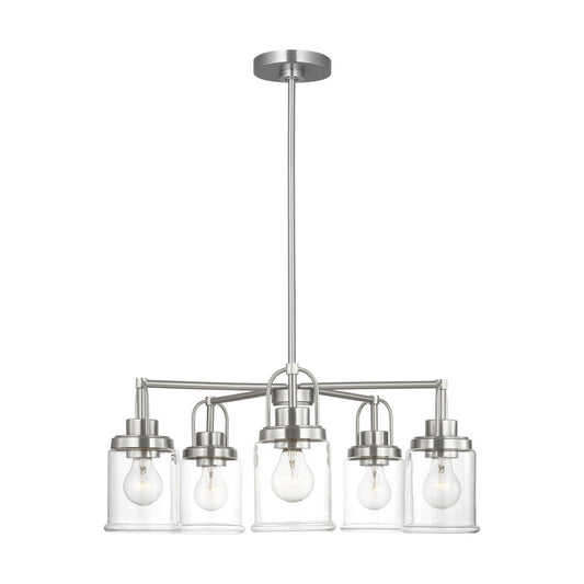 Anders Five Light Chandelier in Brushed Nickel