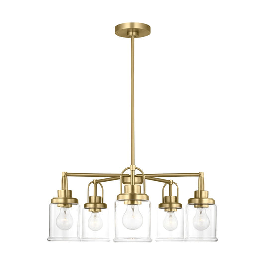 Anders Five Light Chandelier in Satin Brass