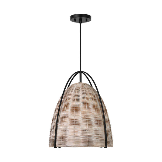 Norman One Light Pendant in Ash Wicker