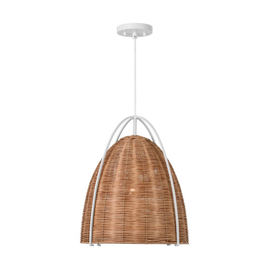 Norman One Light Pendant in Chalk Wicker