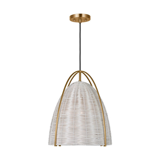 Norman One Light Pendant in Chalk Wicker