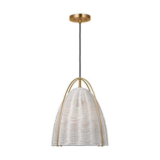 Norman One Light Pendant in Chalk Wicker