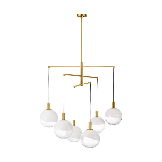 Torian Six Light Chandelier in Burnished Brass
