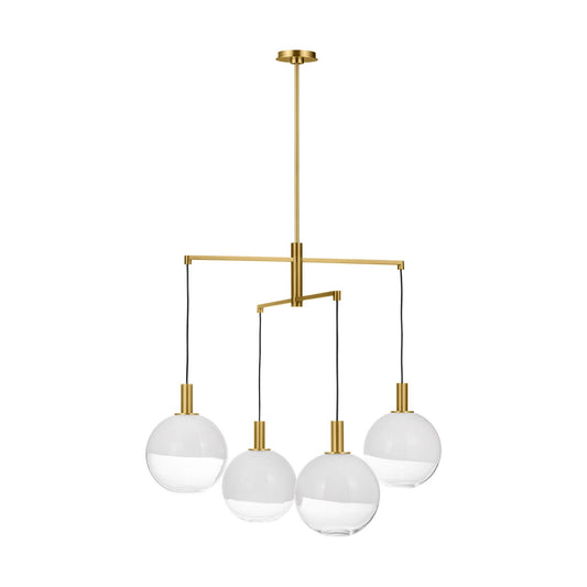 Torian Four Light Chandelier in Burnished Brass