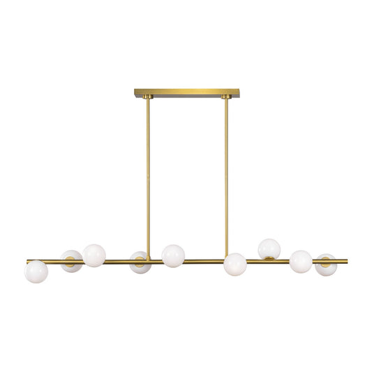 Altair Nine Light Linear Chandelier in Burnished Brass