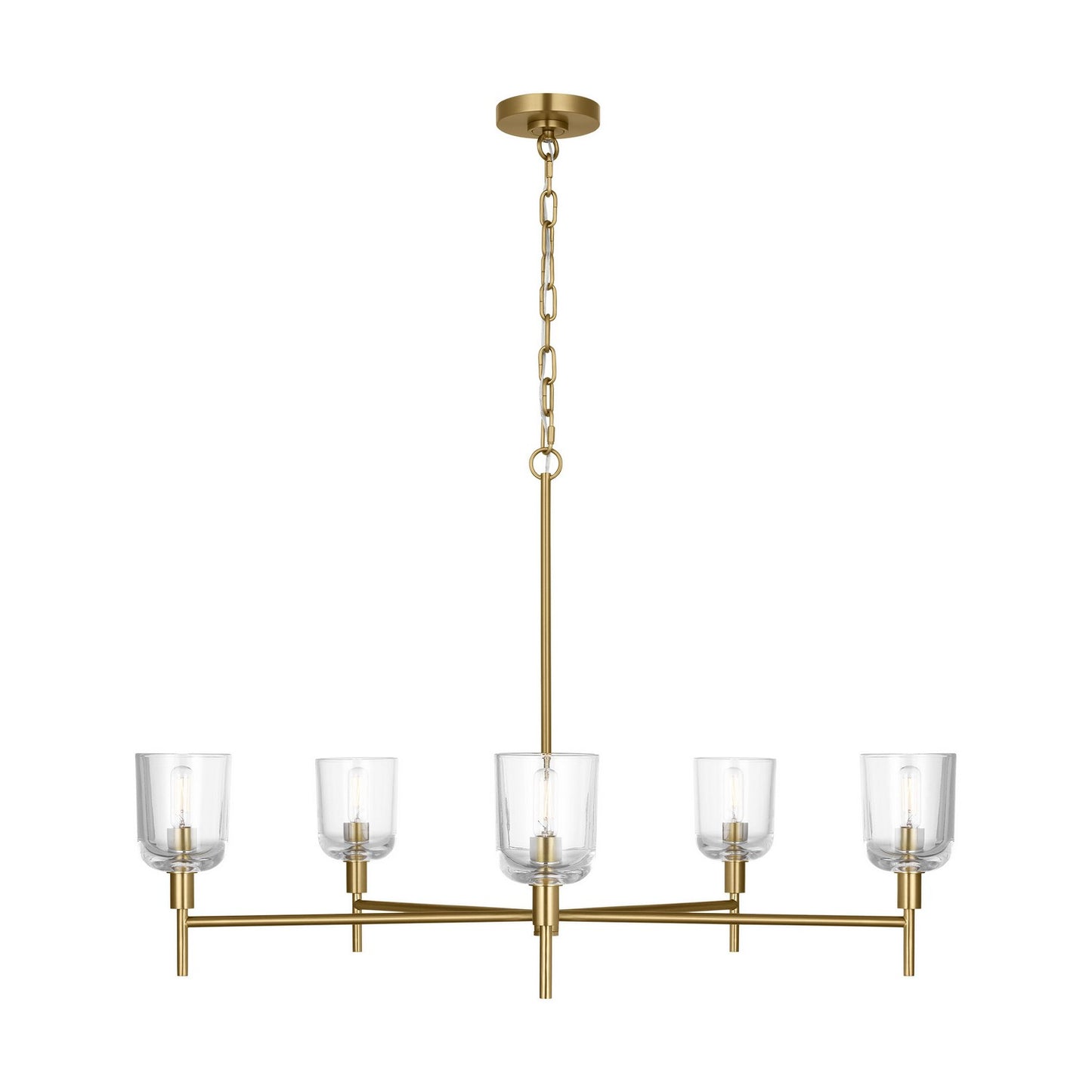 Hartley Five Light Chandelier in Burnished Brass