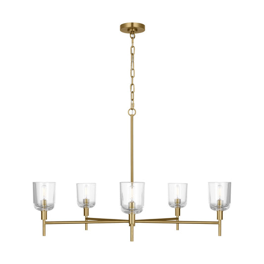 Hartley Five Light Chandelier in Burnished Brass