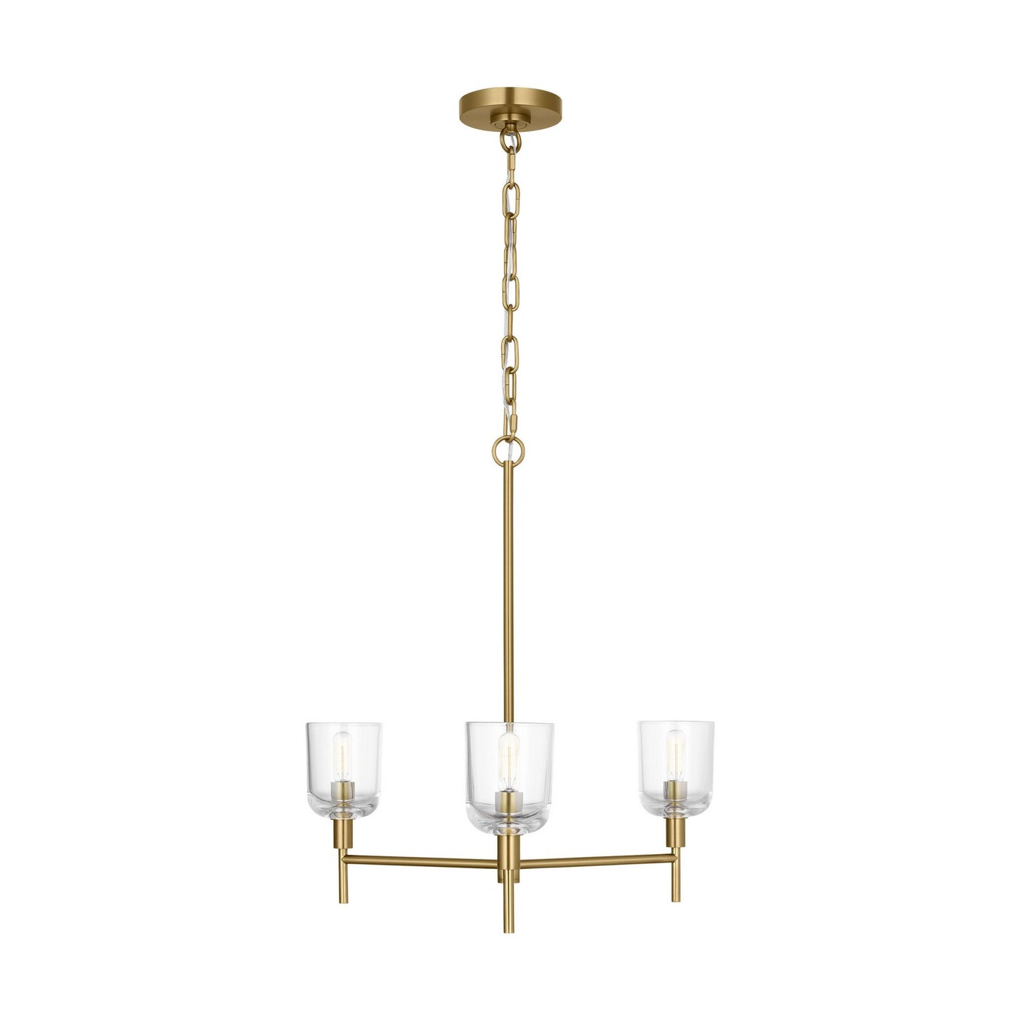 Hartley Three Light Chandelier in Burnished Brass