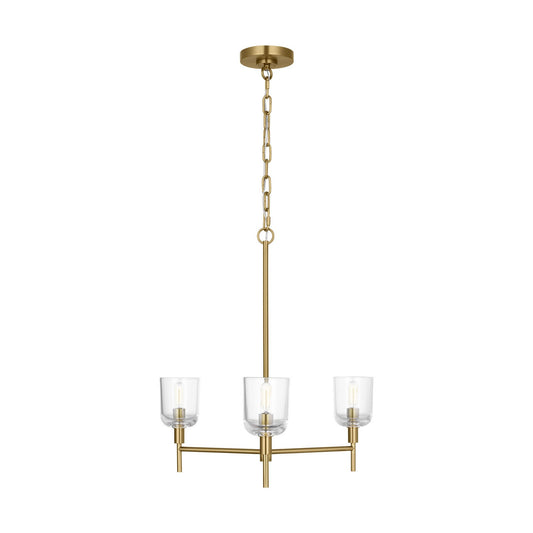 Hartley Three Light Chandelier in Burnished Brass