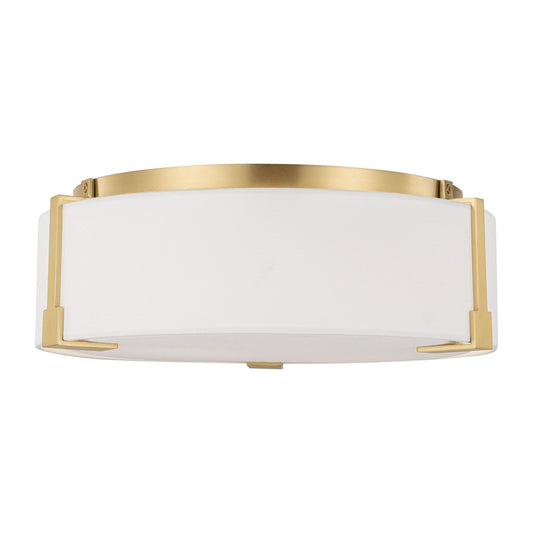 Bergen Two Light Flush Mount in Burnished Brass
