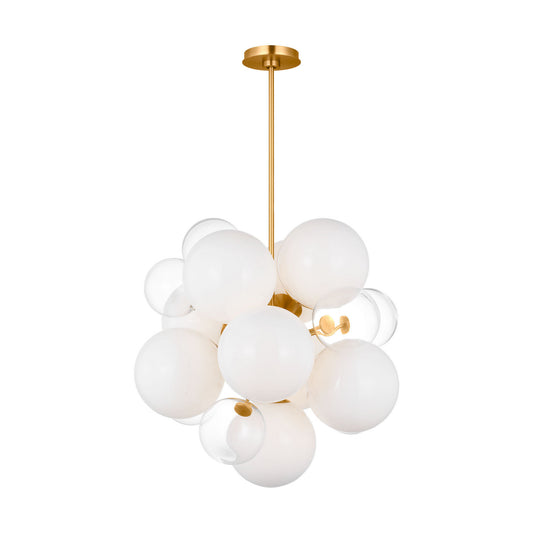 Aria Nine Light Chandelier in Burnished Brass
